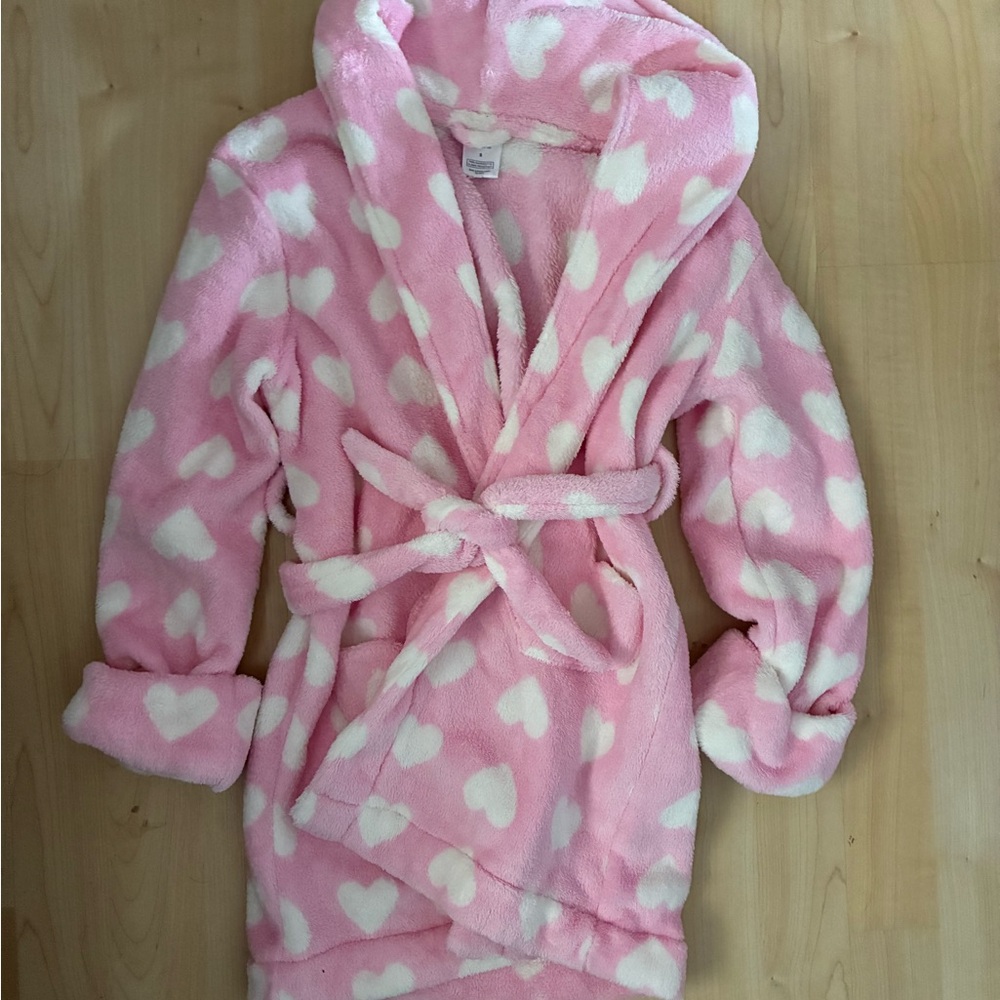 Pink Heart Kids Bath Robe 6 Gap NWOT
